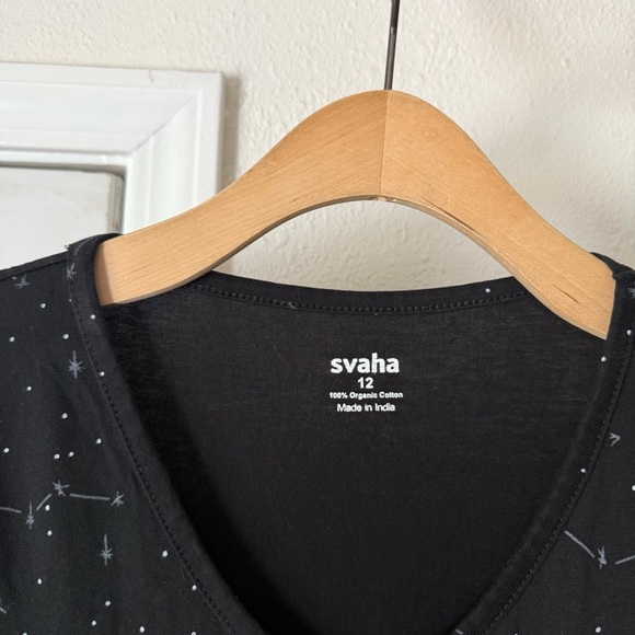 SVAHA black constellation galaxy space print organic cotton T-shirt midi dress - Picture 6 of 6